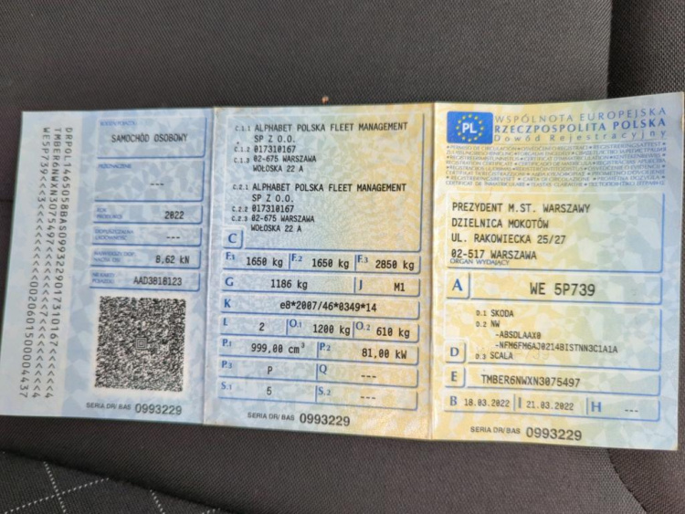 SKODA Scala Petrol 2022